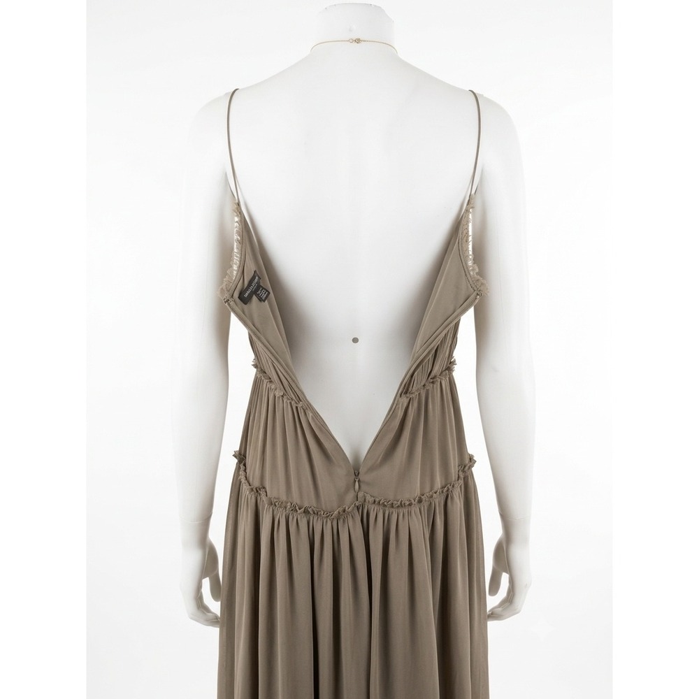 Banana Republic Pleated Open Back Tiered Midi Dress Olive Green Size 20 - Picture 7 of 10